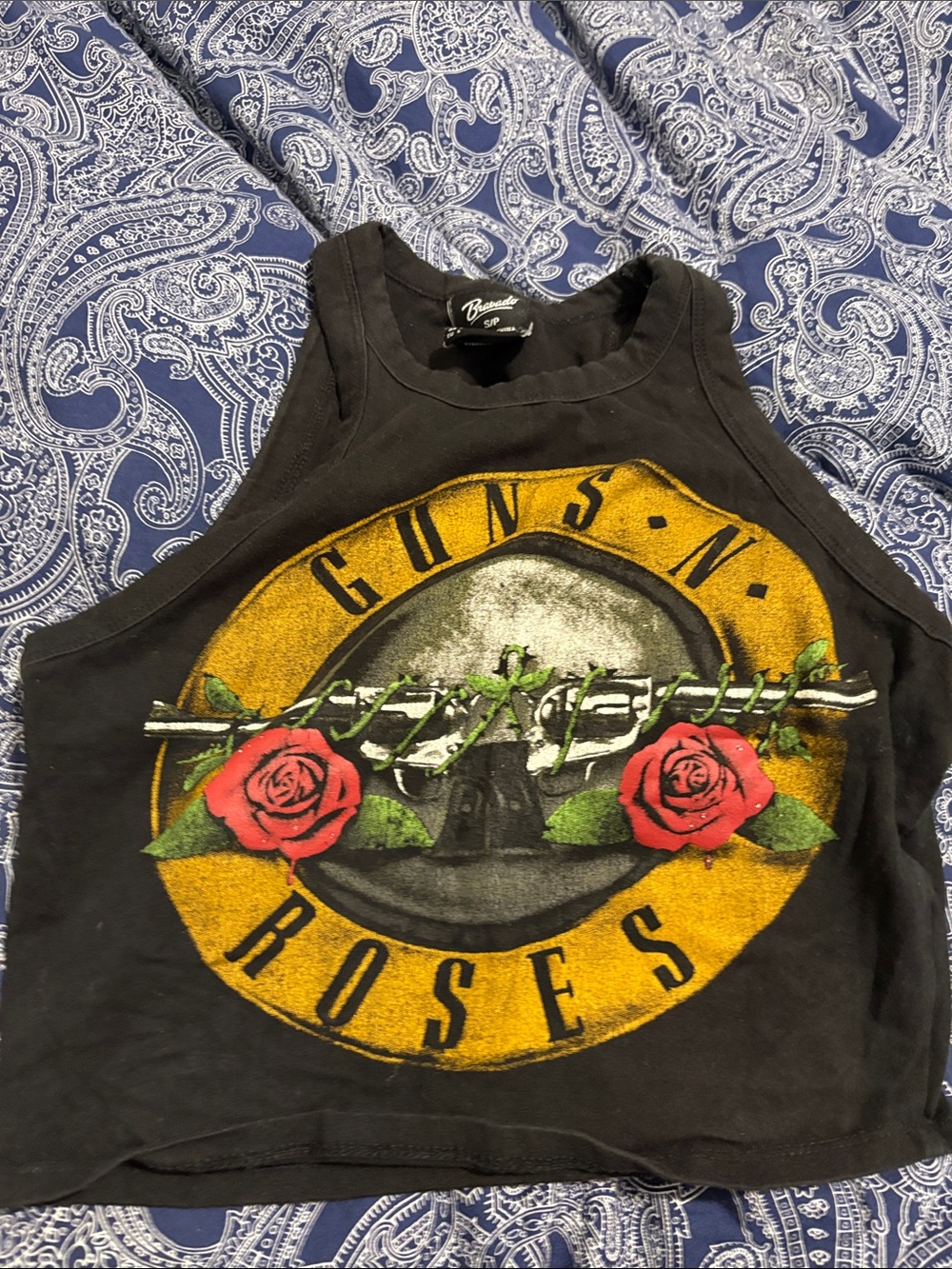 Bravado Black Kids Tank with Yellow Logo and Red Roses
